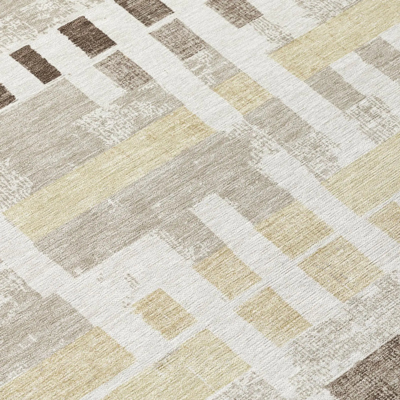 9' X 12' Ivory And Beige Striped Washable Indoor Outdoor Area Rug Homeroots Outdoor