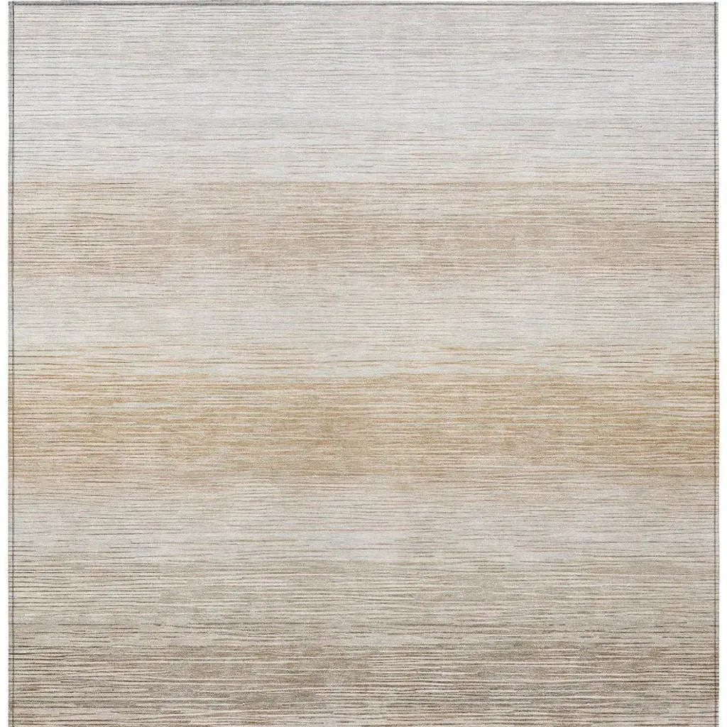 9' X 12' Ivory And Beige Striped Washable Indoor Outdoor Area Rug Homeroots Outdoor