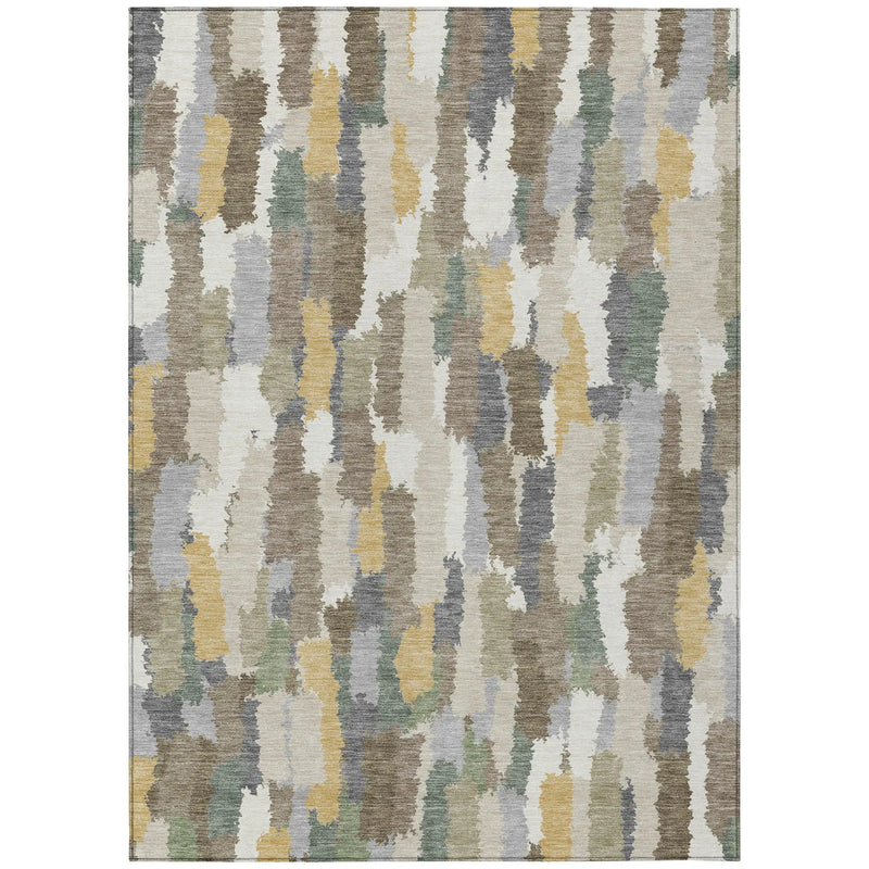 9' X 12' Ivory And Beige Striped Washable Indoor Outdoor Area Rug Homeroots Outdoor