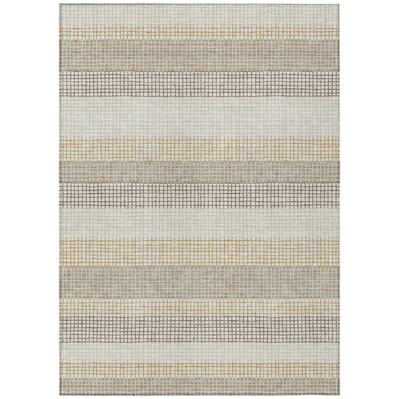 9' X 12' Ivory And Beige Striped Washable Indoor Outdoor Area Rug Homeroots Outdoor