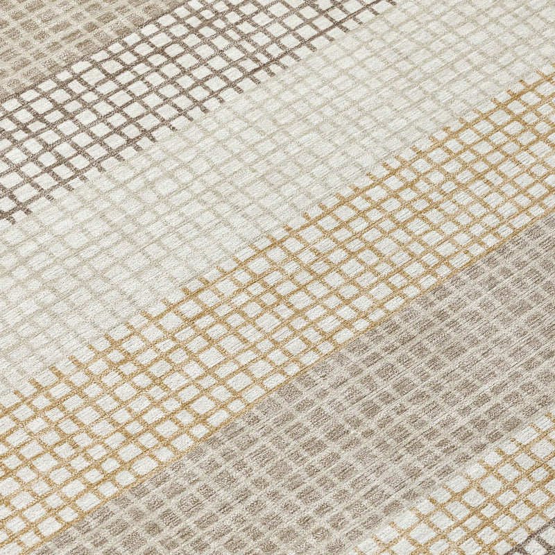 9' X 12' Ivory And Beige Striped Washable Indoor Outdoor Area Rug Homeroots Outdoor