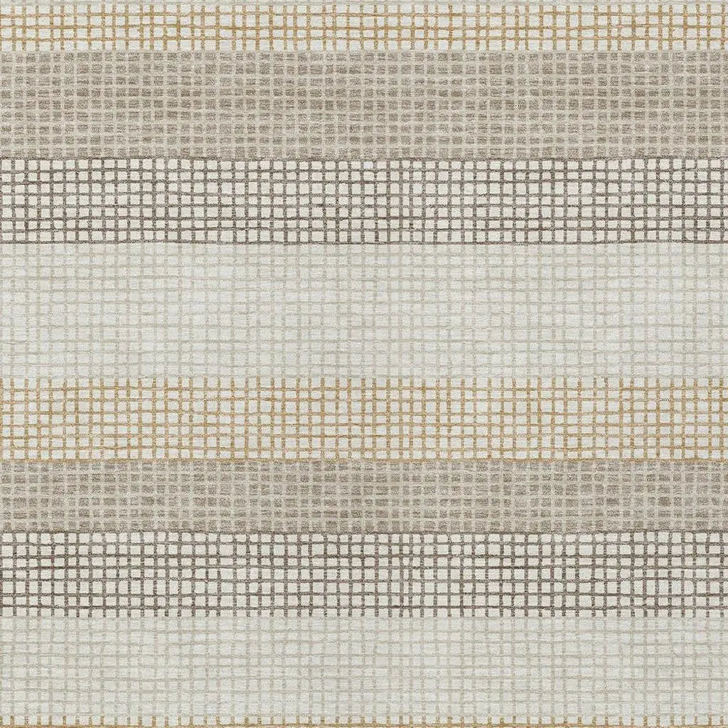 9' X 12' Ivory And Beige Striped Washable Indoor Outdoor Area Rug Homeroots Outdoor