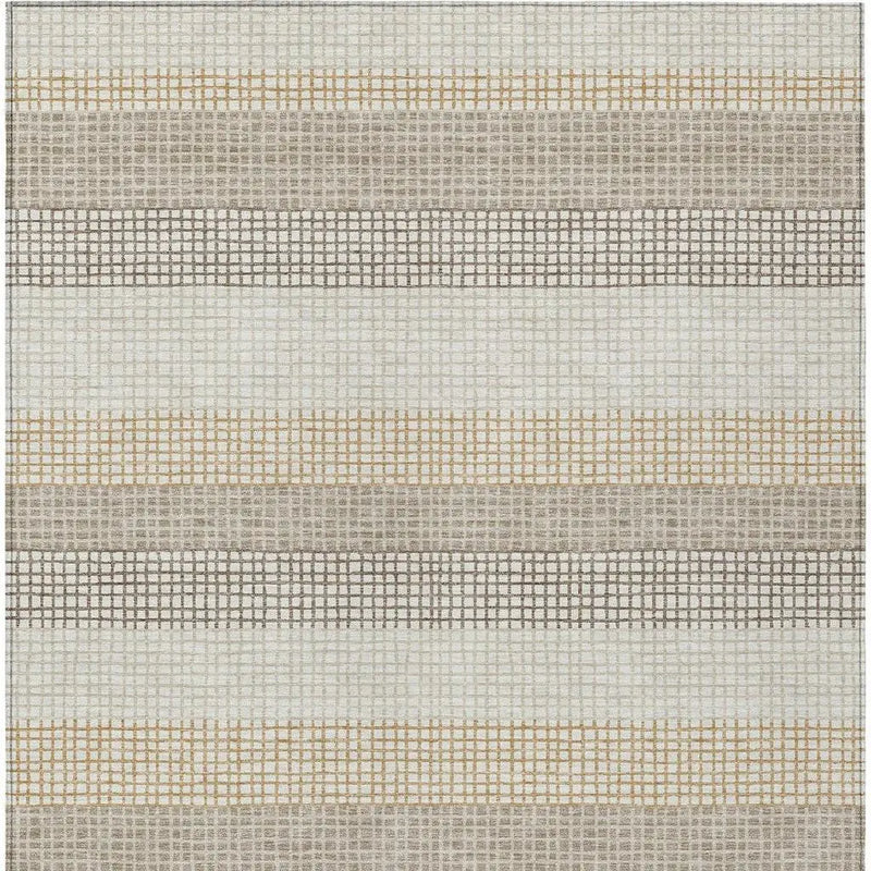 9' X 12' Ivory And Beige Striped Washable Indoor Outdoor Area Rug Homeroots Outdoor