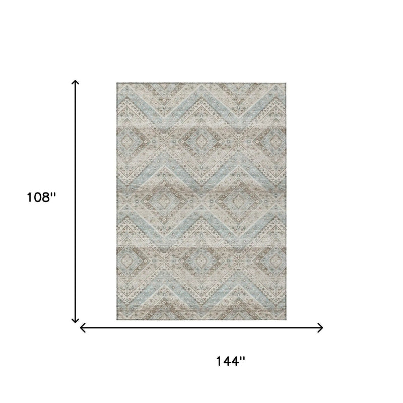 9' X 12' Ivory And Beige Tribal Washable Indoor Outdoor Area Rug Homeroots Outdoor