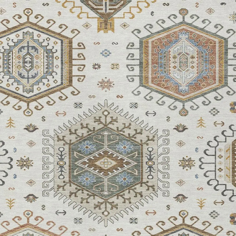 9' X 12' Ivory And Beige Tribal Washable Indoor Outdoor Area Rug Homeroots Outdoor