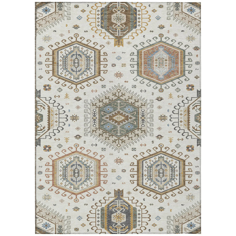 9' X 12' Ivory And Beige Tribal Washable Indoor Outdoor Area Rug Homeroots Outdoor