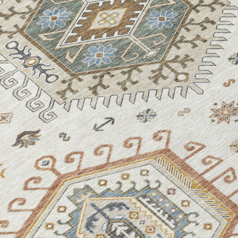 9' X 12' Ivory And Beige Tribal Washable Indoor Outdoor Area Rug Homeroots Outdoor