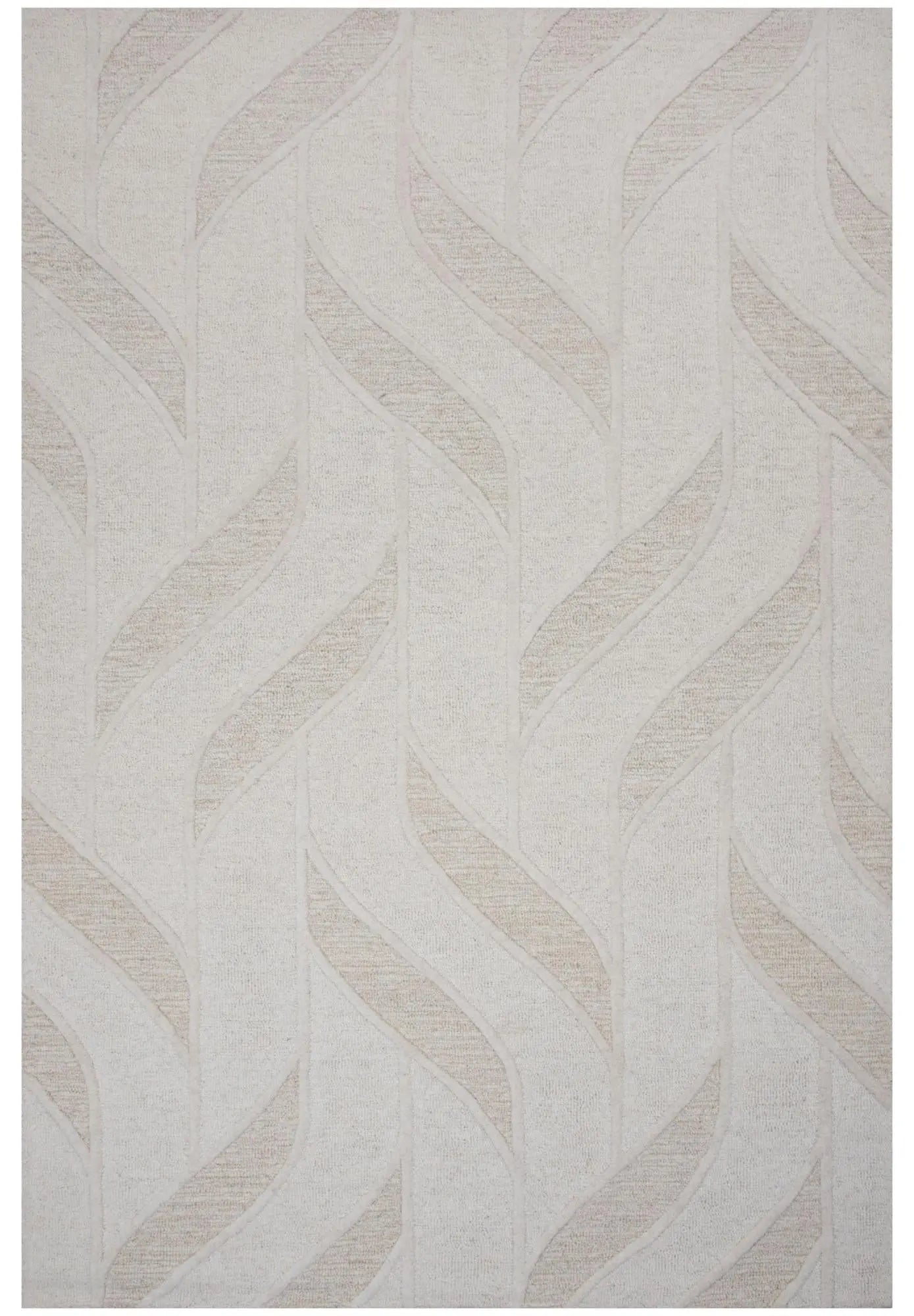 9' X 12' Ivory And Beige Wool Plaid Hand Tufted Area Rug Homeroots Home Decor