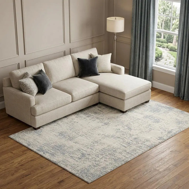9' X 12' Ivory And Blue Abstract Area Rug Homeroots Home Decor