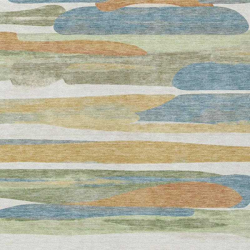 9' X 12' Ivory And Blue Abstract Washable Indoor Outdoor Area Rug Homeroots Outdoor