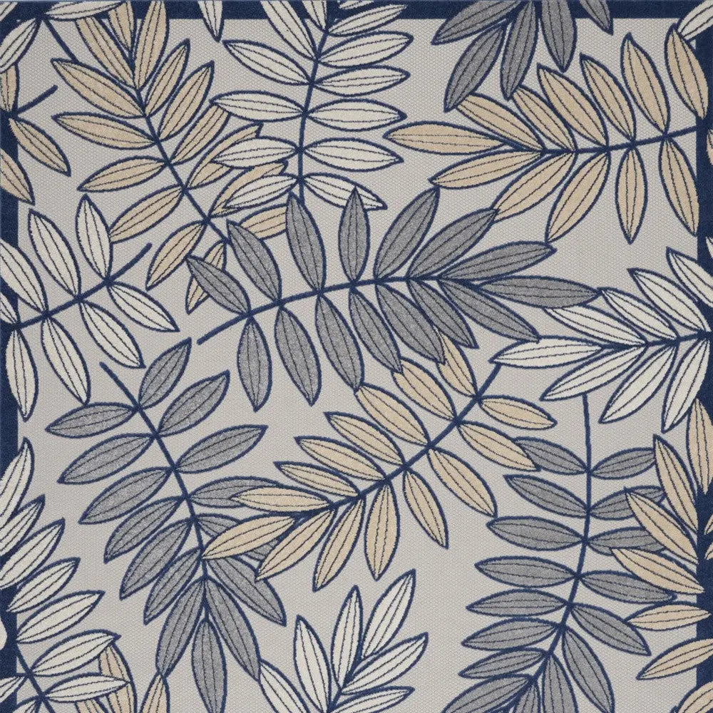 9' X 12' Ivory And Blue Indoor Outdoor Area Rug - GreatEagleInc