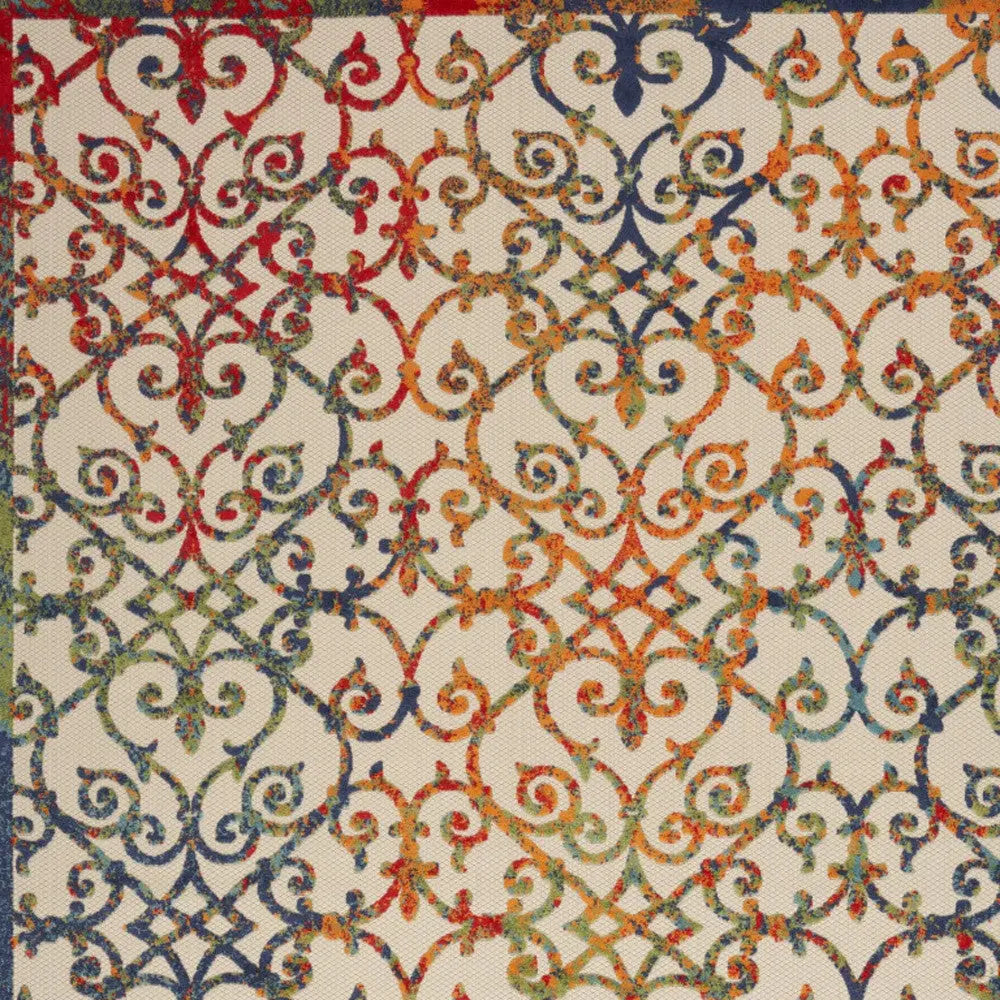 9' X 12' Ivory And Blue Indoor Outdoor Area Rug Homeroots Outdoor