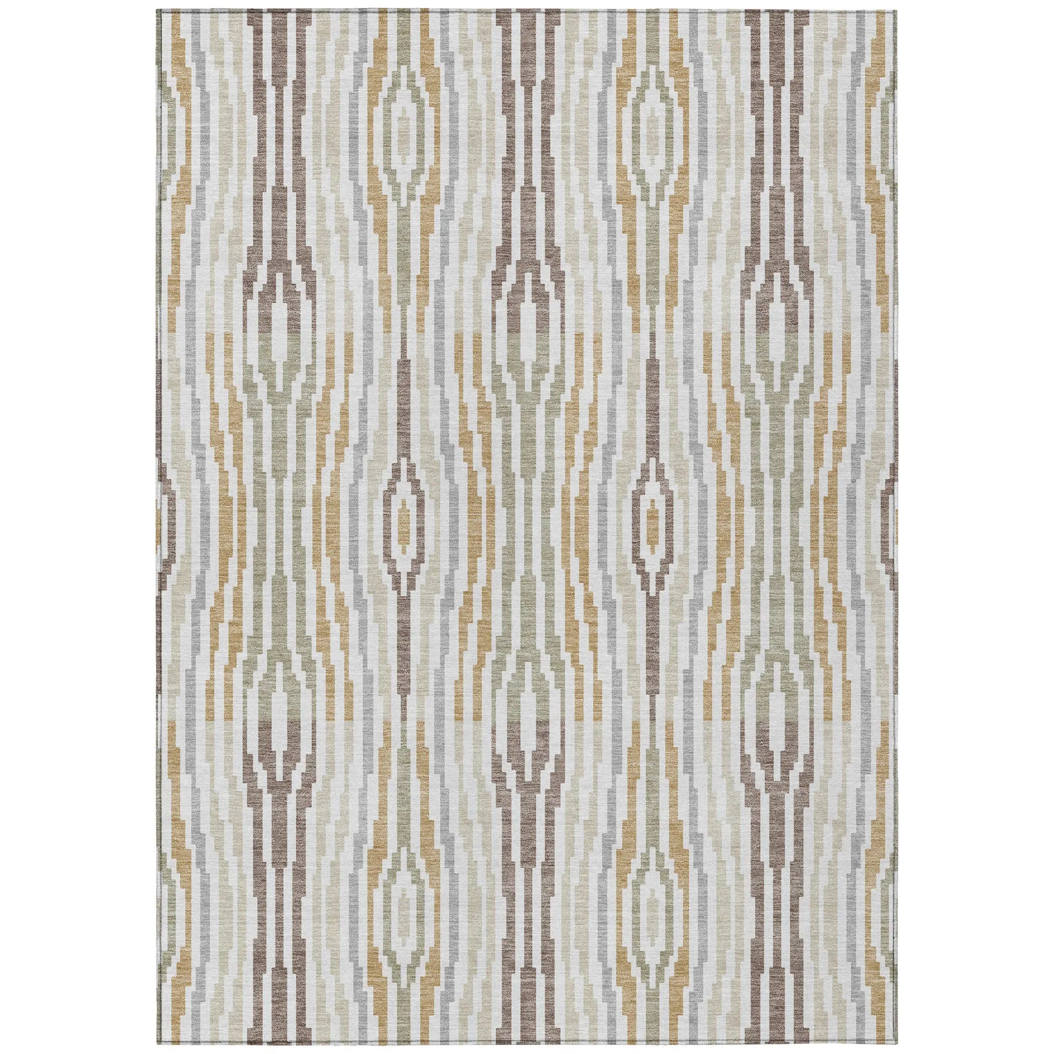 9' X 12' Ivory And Brown Abstract Washable Indoor Outdoor Area Rug Homeroots Outdoor