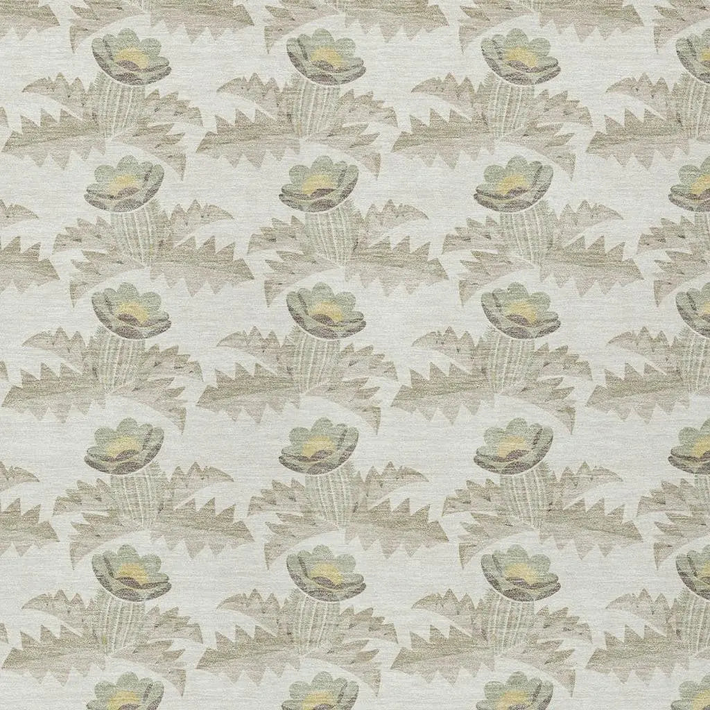 9' X 12' Ivory And Brown Floral Washable Indoor Outdoor Area Rug Homeroots Outdoor