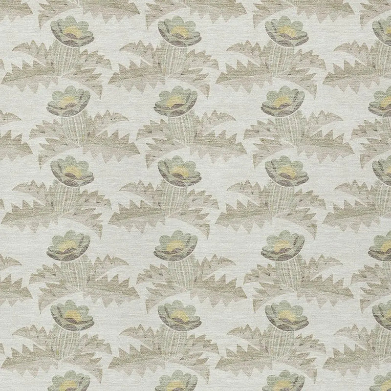 9' X 12' Ivory And Brown Floral Washable Indoor Outdoor Area Rug Homeroots Outdoor
