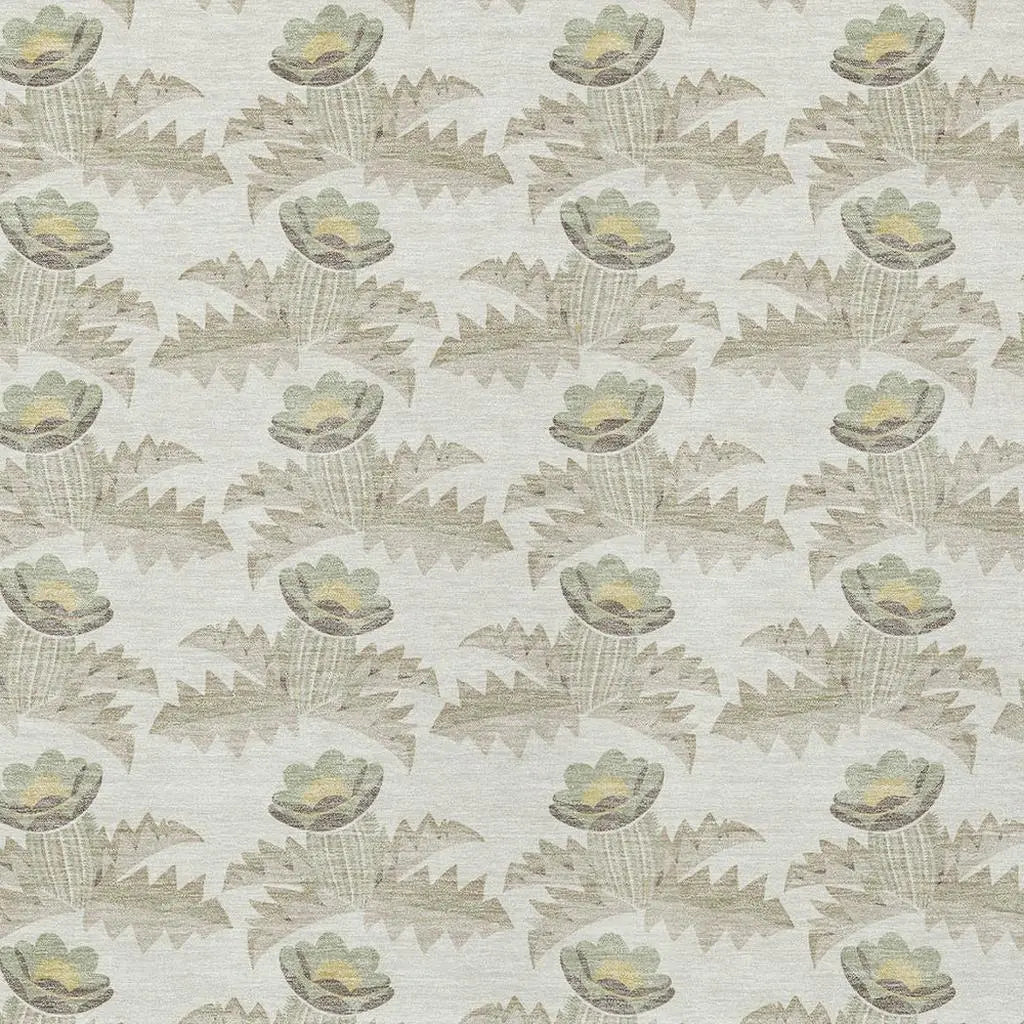9' X 12' Ivory And Brown Floral Washable Indoor Outdoor Area Rug Homeroots Outdoor
