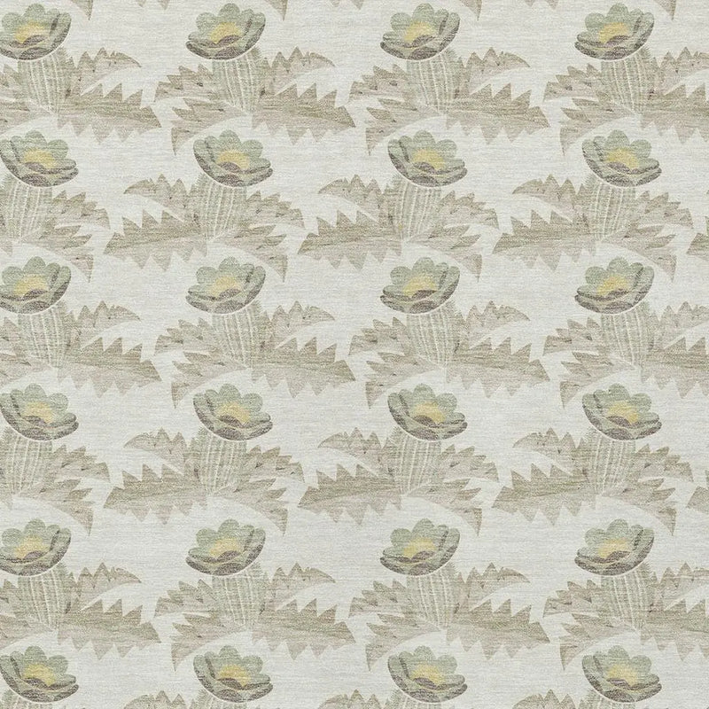 9' X 12' Ivory And Brown Floral Washable Indoor Outdoor Area Rug Homeroots Outdoor