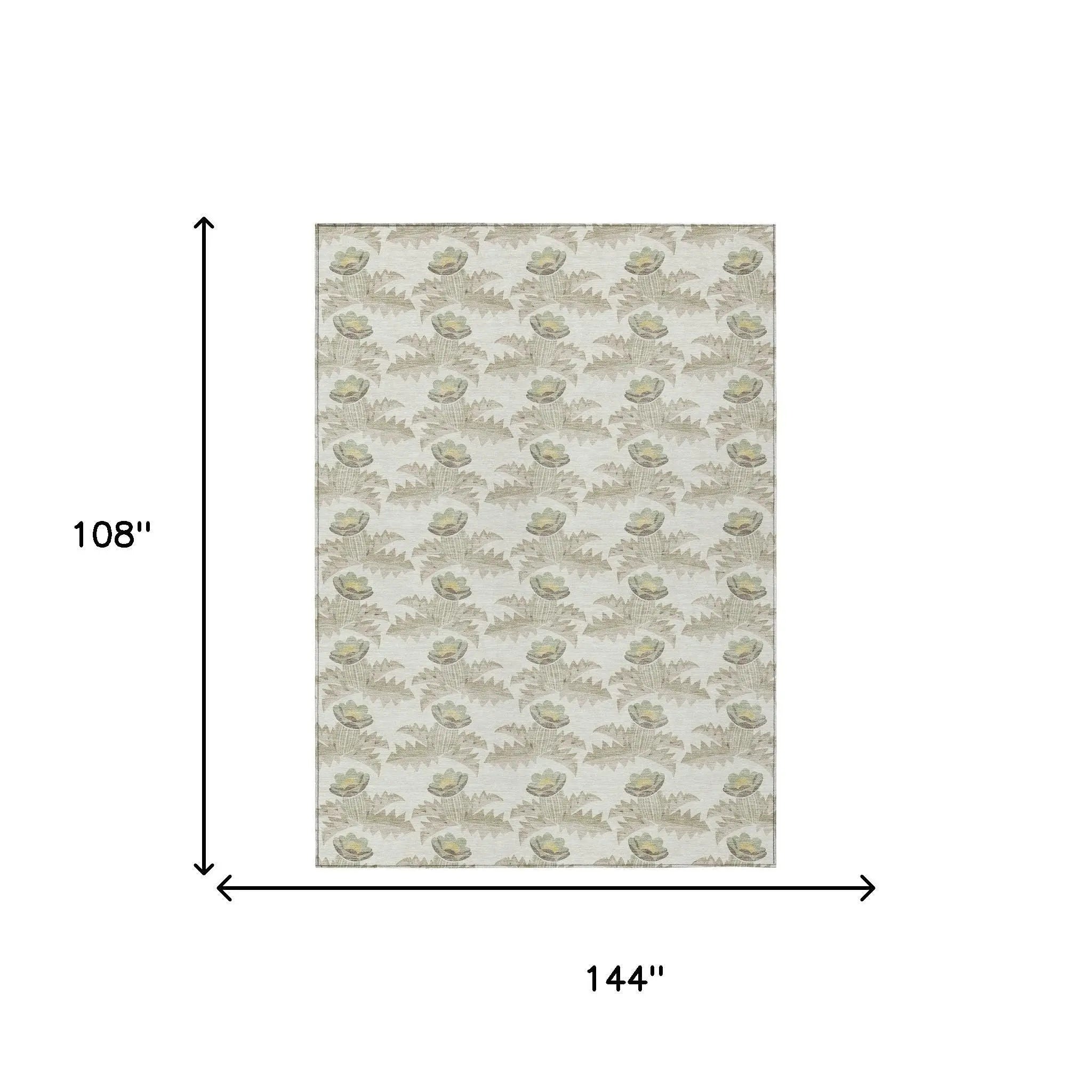 9' X 12' Ivory And Brown Floral Washable Indoor Outdoor Area Rug Homeroots Outdoor