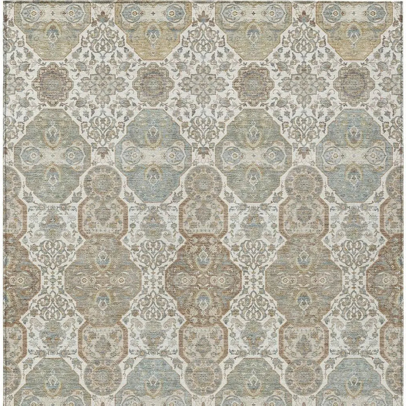 9' X 12' Ivory And Brown Floral Washable Indoor Outdoor Area Rug Homeroots Outdoor