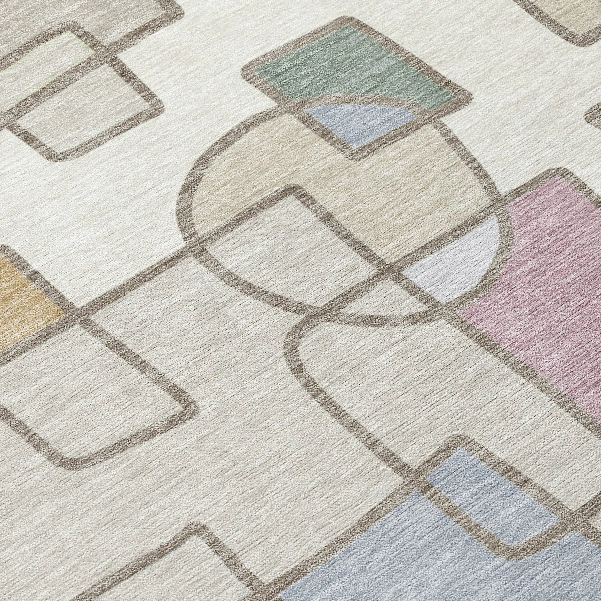 9' X 12' Ivory And Brown Geometric Washable Indoor Outdoor Area Rug Homeroots Outdoor
