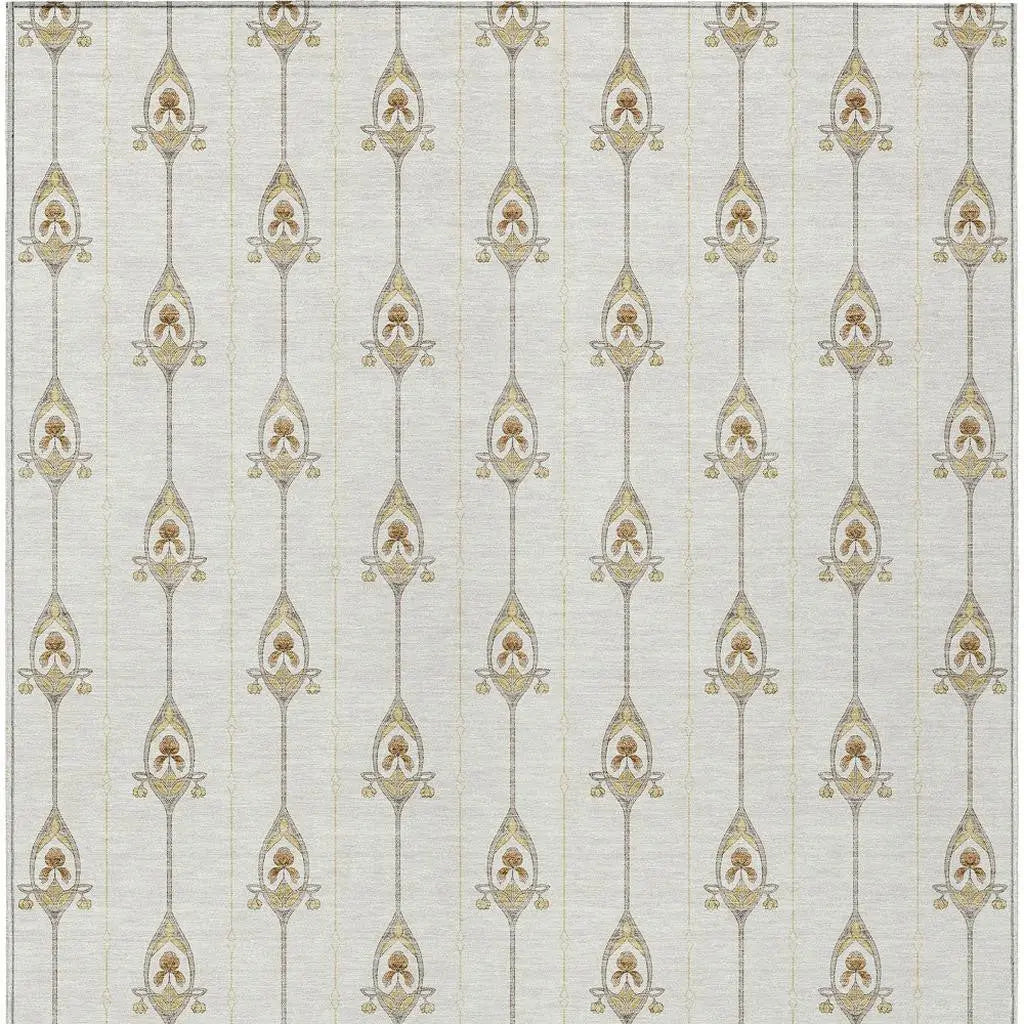 9' X 12' Ivory And Brown Geometric Washable Indoor Outdoor Area Rug Homeroots Outdoor
