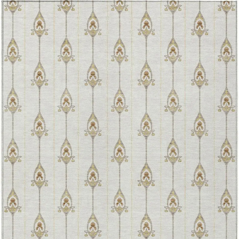 9' X 12' Ivory And Brown Geometric Washable Indoor Outdoor Area Rug Homeroots Outdoor