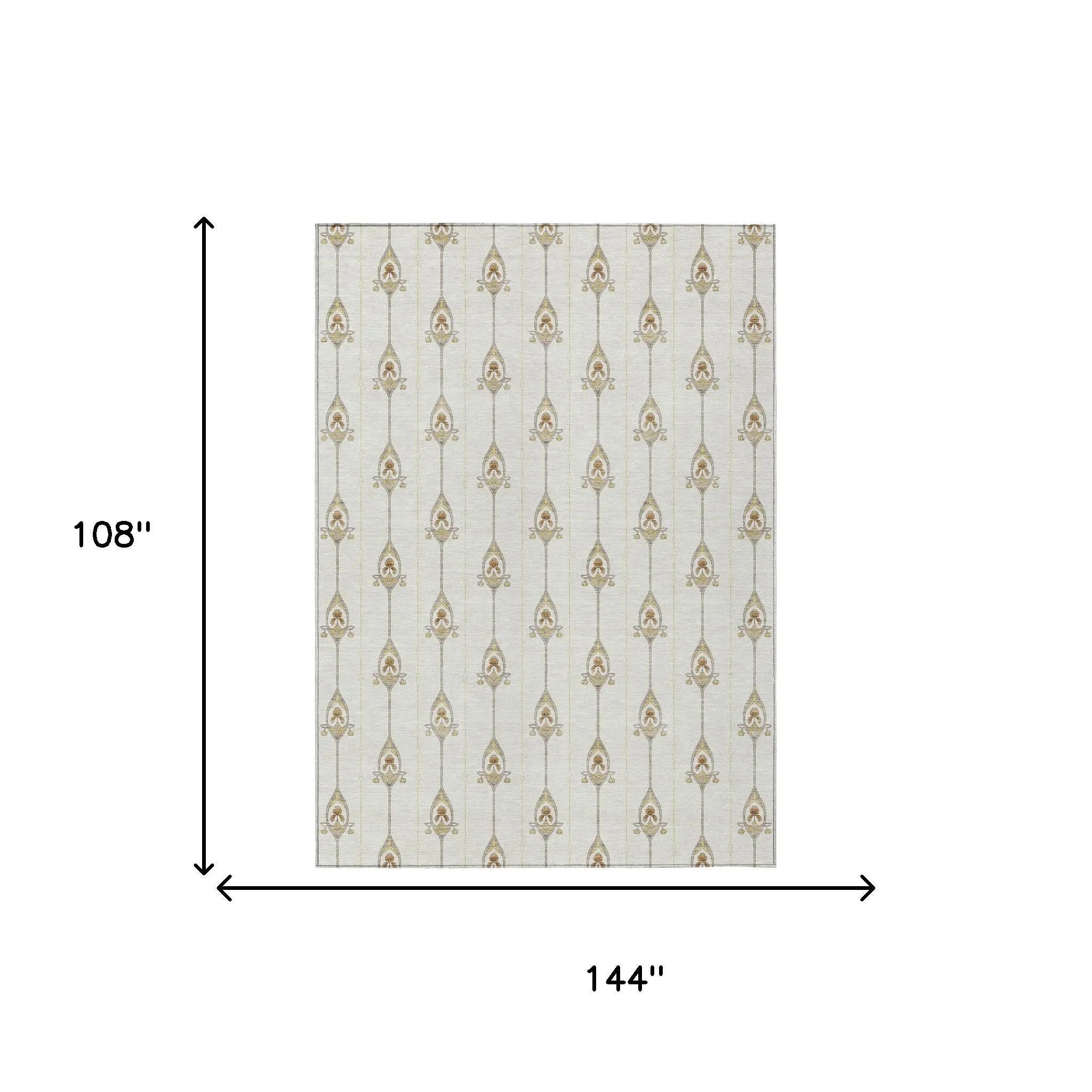 9' X 12' Ivory And Brown Geometric Washable Indoor Outdoor Area Rug Homeroots Outdoor