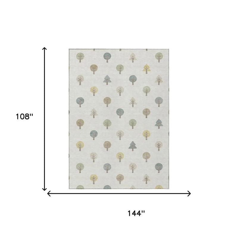 9' X 12' Ivory And Brown Geometric Washable Indoor Outdoor Area Rug Homeroots Outdoor