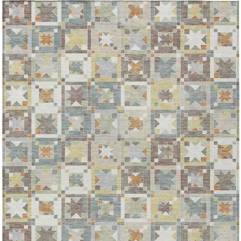 9' X 12' Ivory And Brown Patchwork Washable Indoor Outdoor Area Rug Homeroots Outdoor