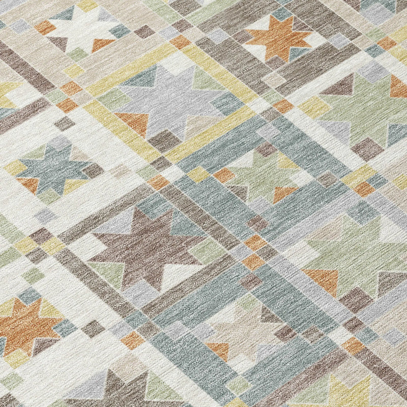 9' X 12' Ivory And Brown Patchwork Washable Indoor Outdoor Area Rug Homeroots Outdoor