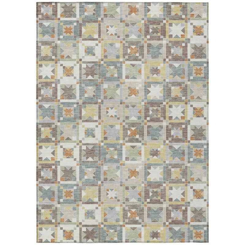 9' X 12' Ivory And Brown Patchwork Washable Indoor Outdoor Area Rug Homeroots Outdoor