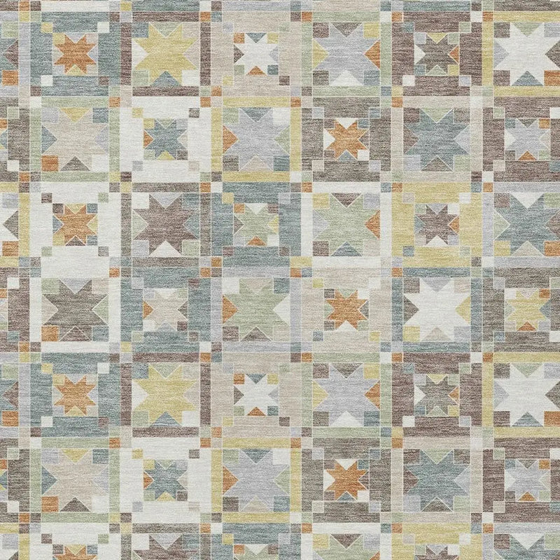 9' X 12' Ivory And Brown Patchwork Washable Indoor Outdoor Area Rug Homeroots Outdoor