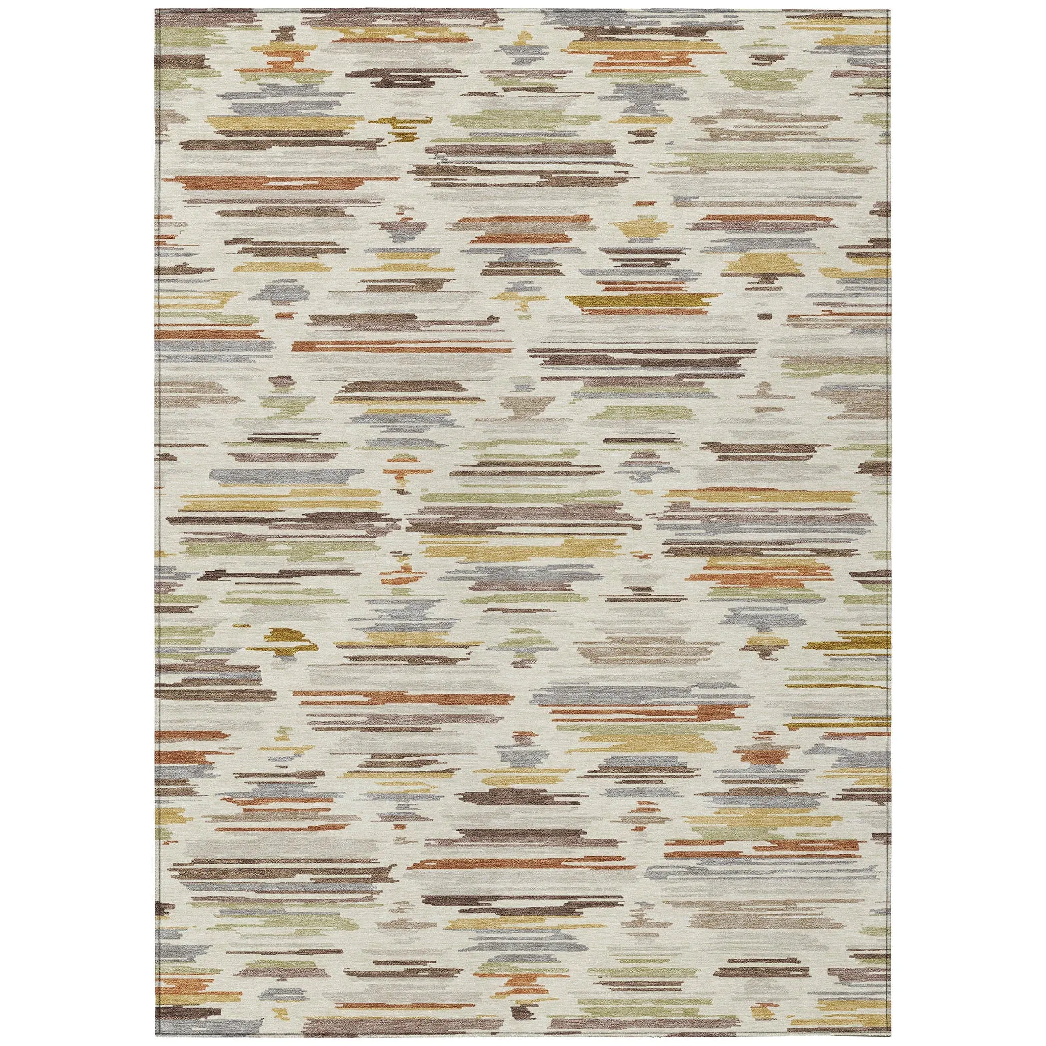 9' X 12' Ivory And Brown Southwestern Washable Indoor Outdoor Area Rug Homeroots Outdoor