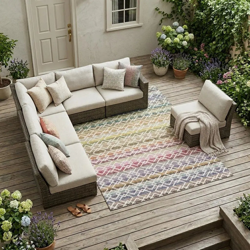 9' X 12' Ivory And Chocolate Striped Washable Indoor Outdoor Area Rug Homeroots Outdoor