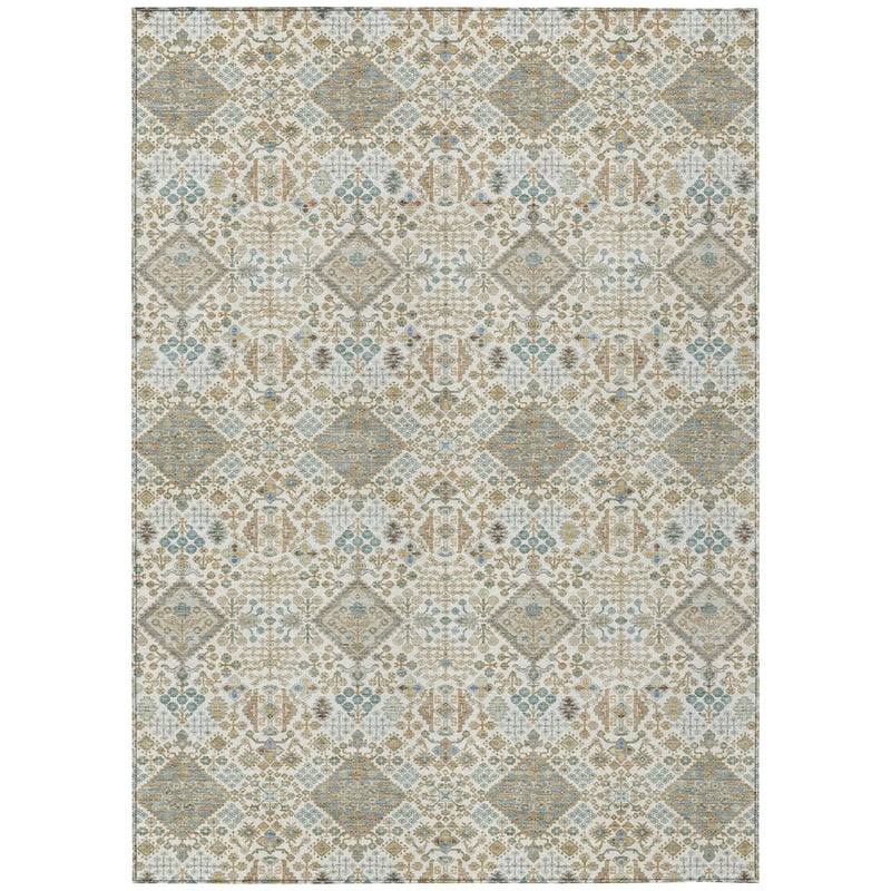 9' X 12' Ivory And Copper Geometric Washable Indoor Outdoor Area Rug Homeroots Outdoor