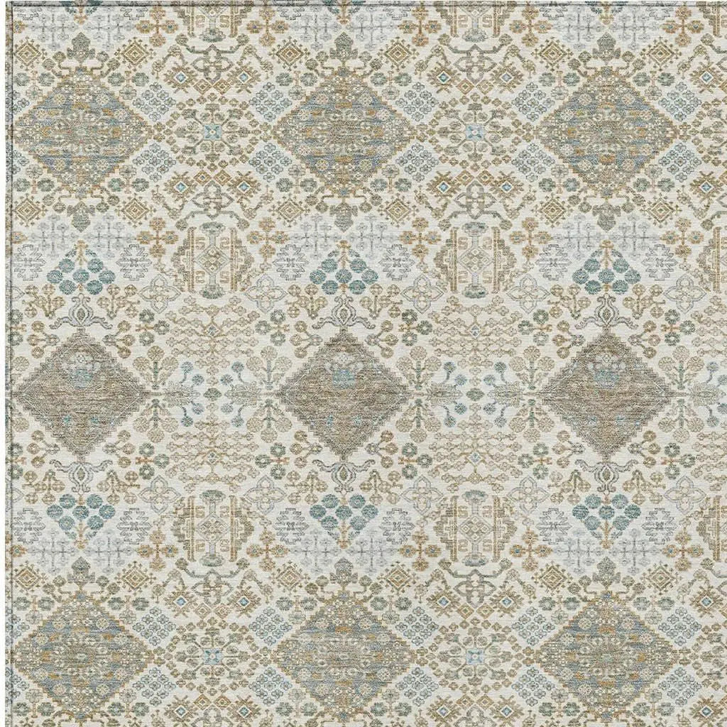 9' X 12' Ivory And Copper Geometric Washable Indoor Outdoor Area Rug Homeroots Outdoor