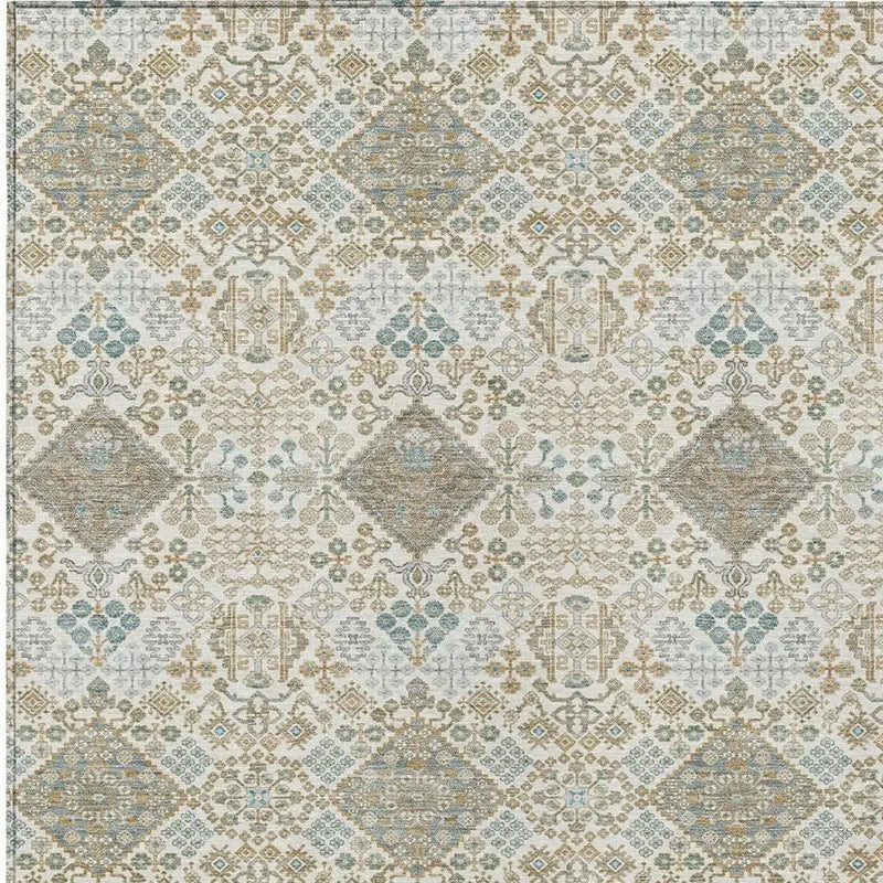 9' X 12' Ivory And Copper Geometric Washable Indoor Outdoor Area Rug Homeroots Outdoor