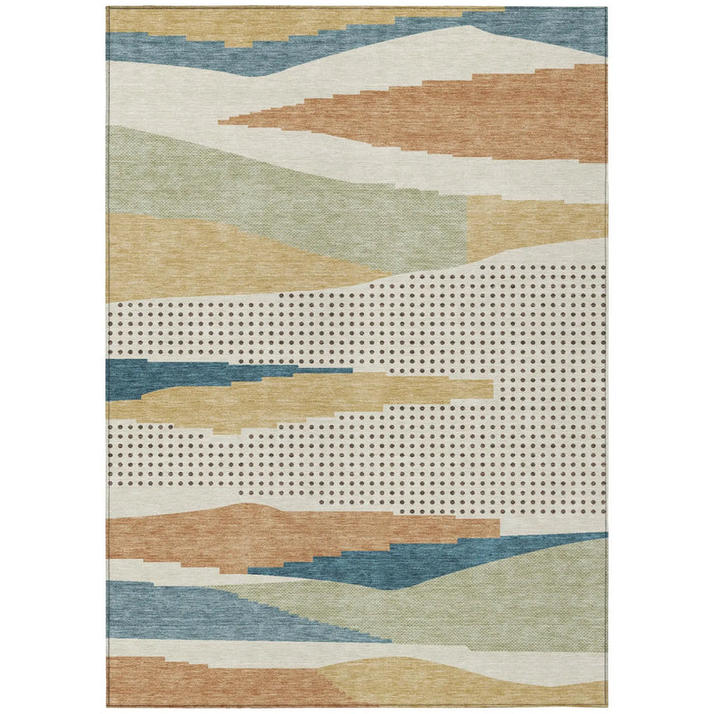 9' X 12' Ivory And Cream Abstract Washable Indoor Outdoor Area Rug Homeroots Outdoor