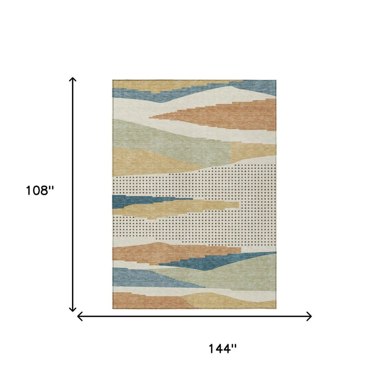 9' X 12' Ivory And Cream Abstract Washable Indoor Outdoor Area Rug Homeroots Outdoor