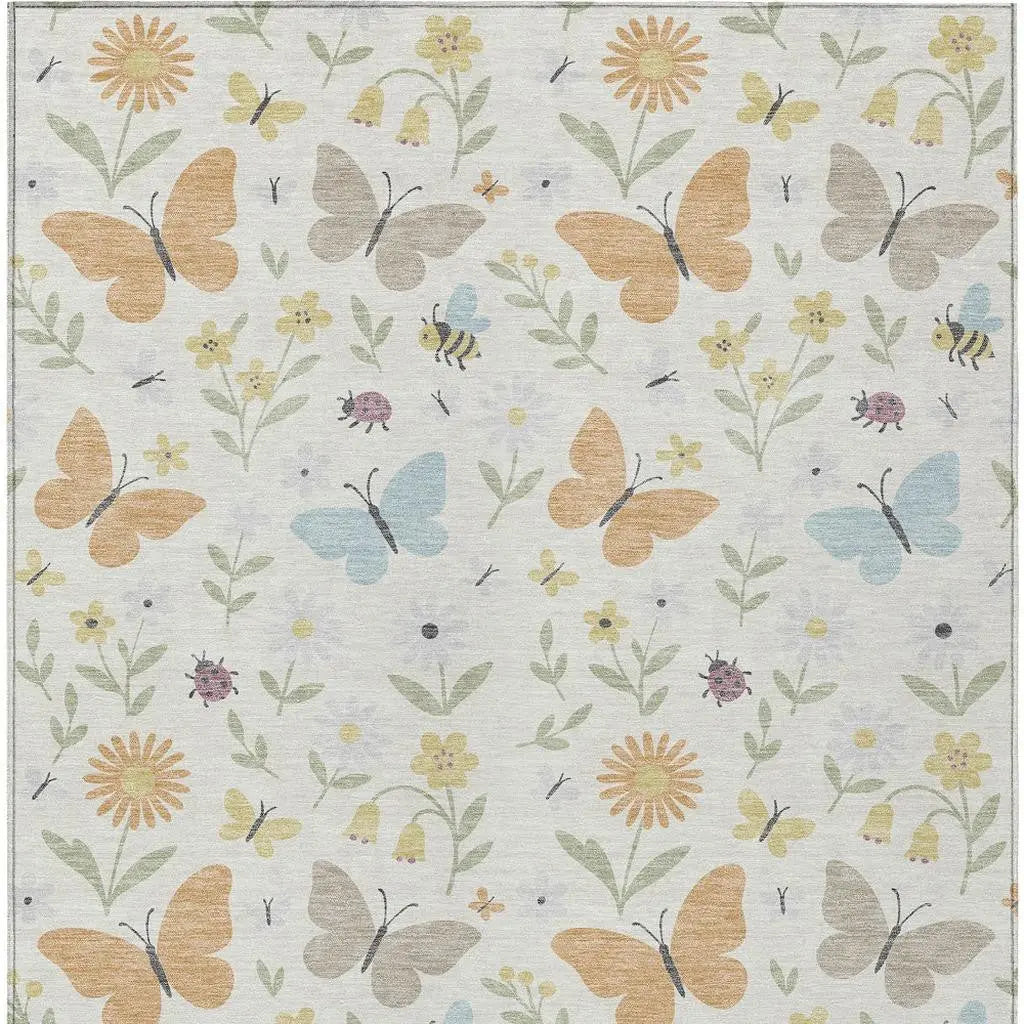 9' X 12' Ivory And Cream Abstract Washable Indoor Outdoor Area Rug Homeroots Outdoor