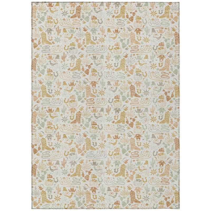 9' X 12' Ivory And Cream Stars Washable Indoor Outdoor Area Rug Homeroots Outdoor
