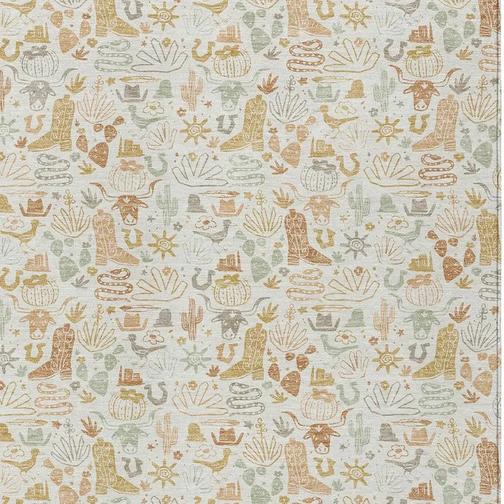 9' X 12' Ivory And Cream Stars Washable Indoor Outdoor Area Rug Homeroots Outdoor