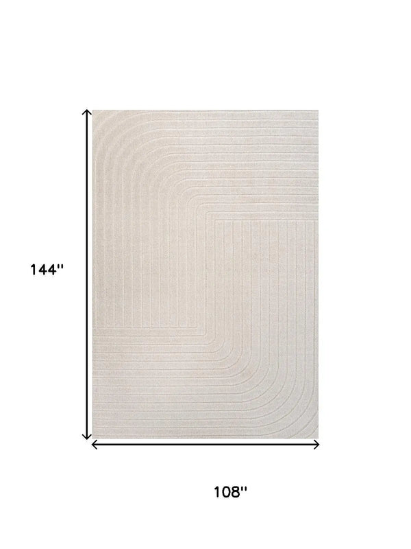 9' X 12' Ivory And Cream Striped Indoor Outdoor Area Rug Homeroots Outdoor