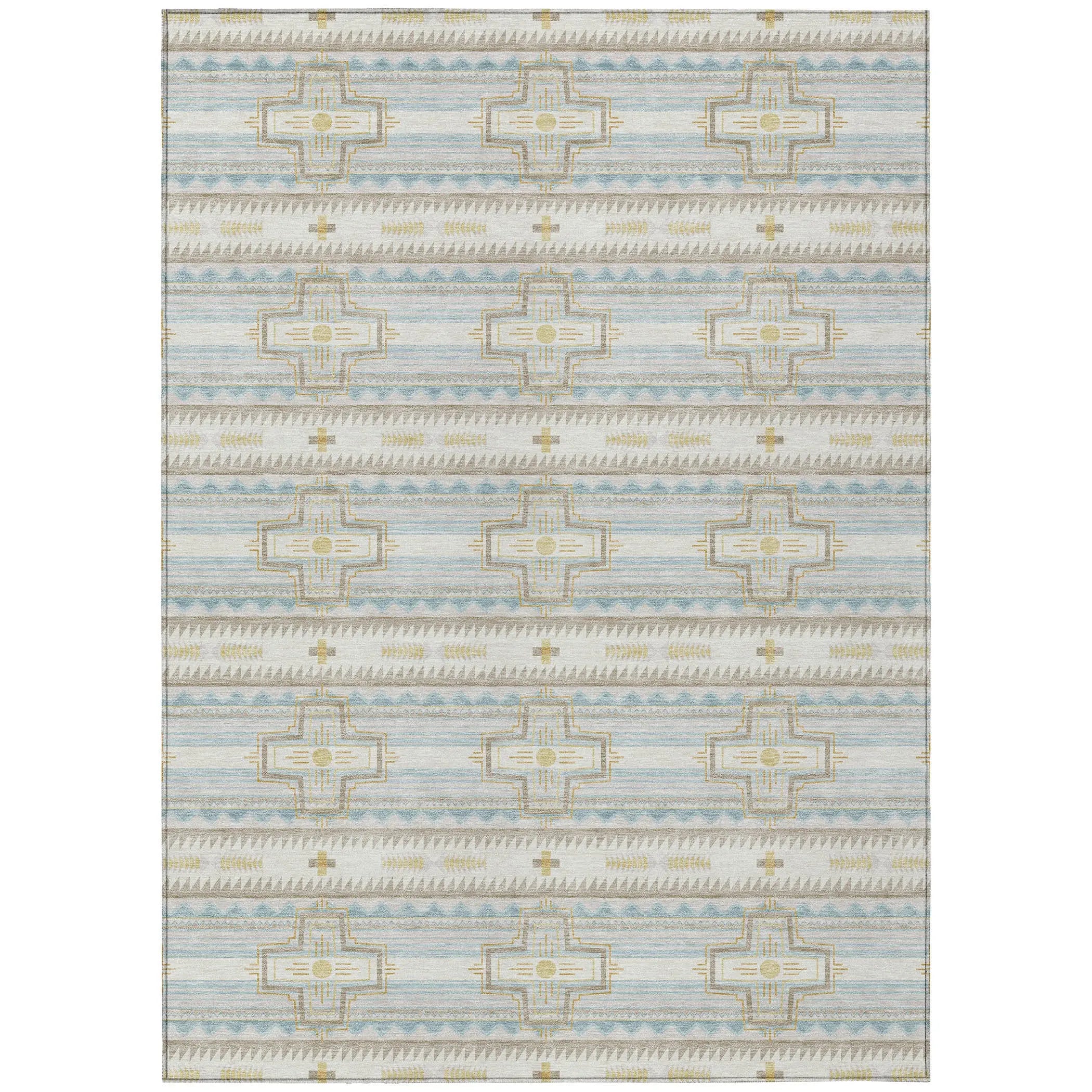 9' X 12' Ivory And Cream Tribal Washable Indoor Outdoor Area Rug Homeroots Outdoor