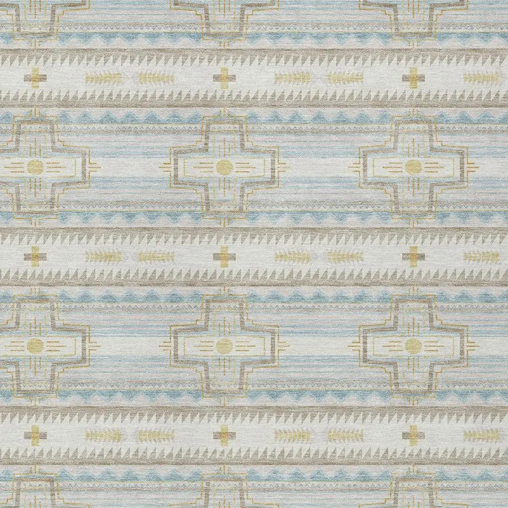 9' X 12' Ivory And Cream Tribal Washable Indoor Outdoor Area Rug Homeroots Outdoor