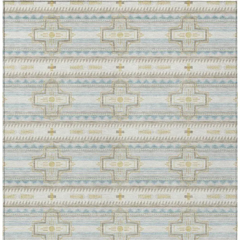 9' X 12' Ivory And Cream Tribal Washable Indoor Outdoor Area Rug Homeroots Outdoor