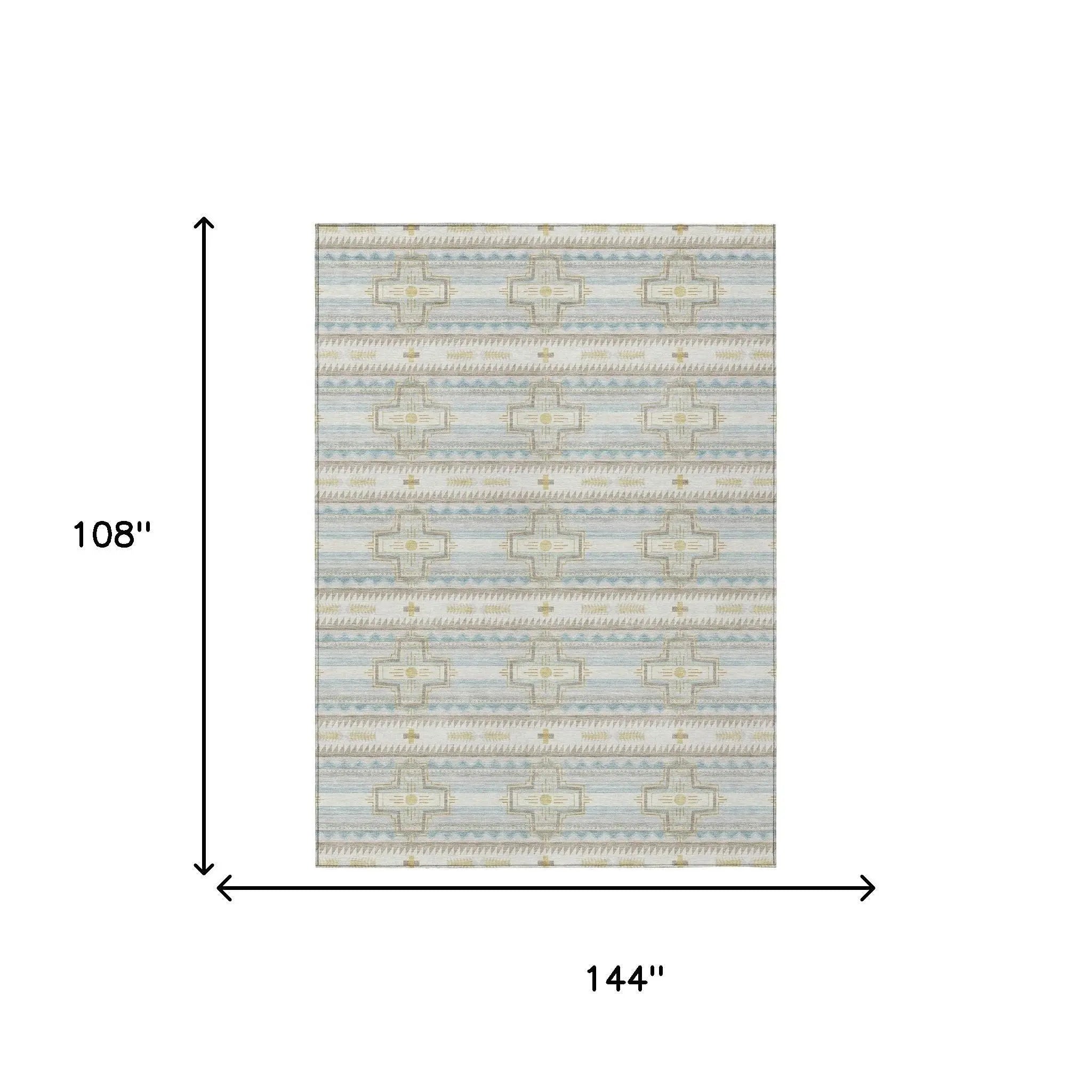 9' X 12' Ivory And Cream Tribal Washable Indoor Outdoor Area Rug Homeroots Outdoor