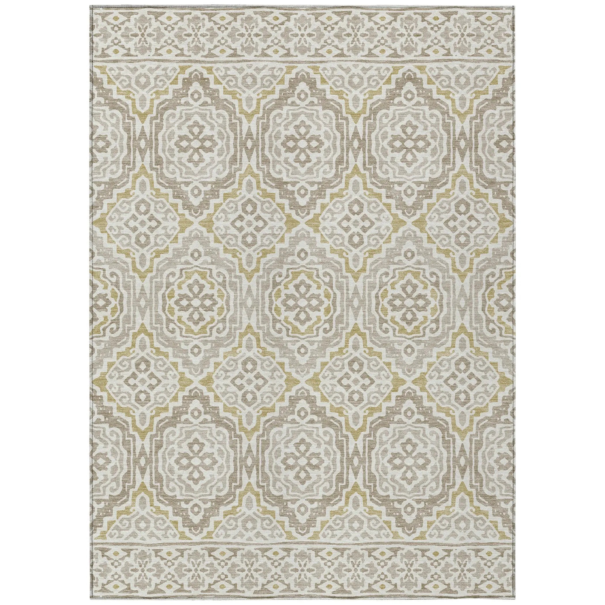 9' X 12' Ivory And Denim Blue Tribal Washable Indoor Outdoor Area Rug Homeroots Outdoor