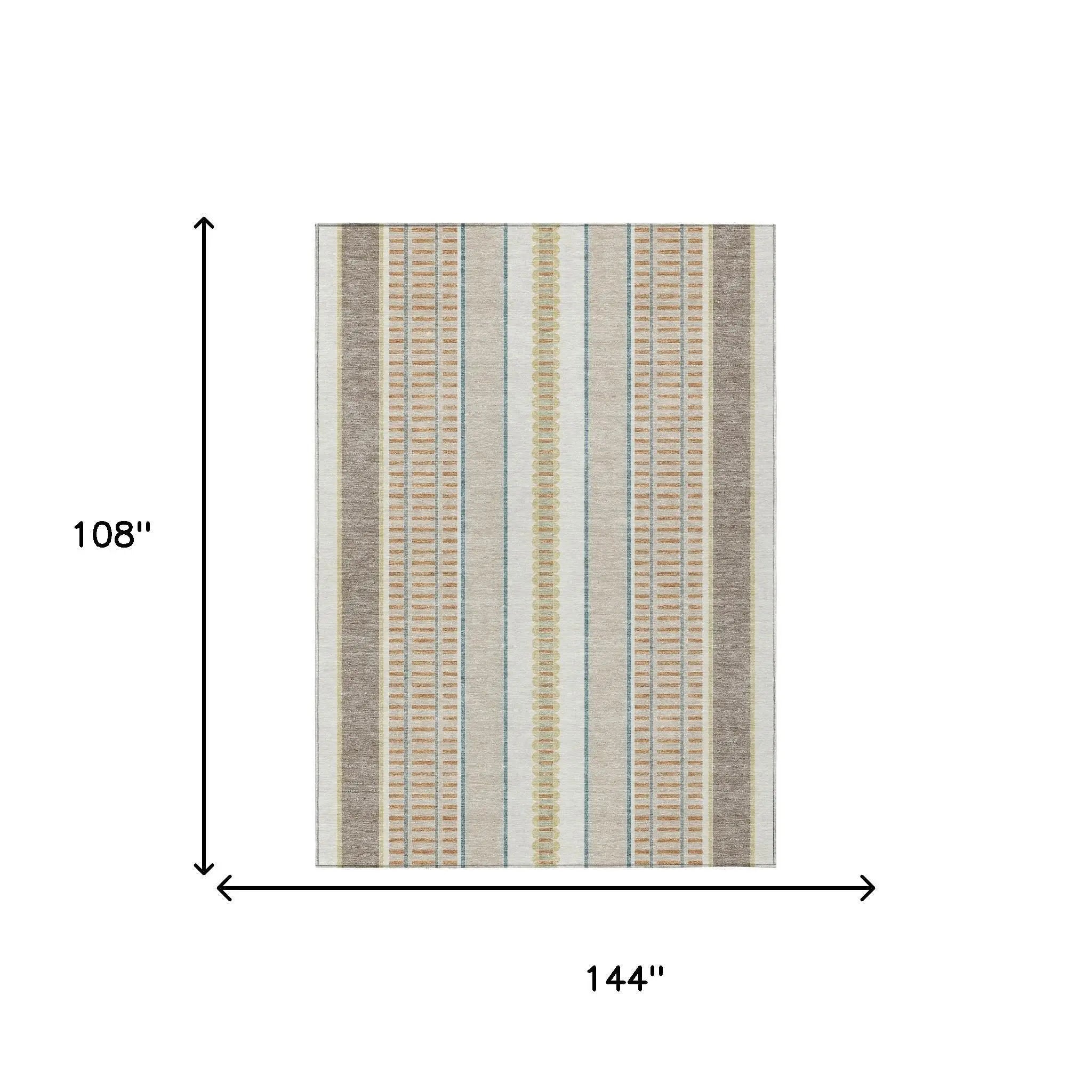 9' X 12' Ivory And Fern Green Striped Washable Indoor Outdoor Area Rug Homeroots Outdoor