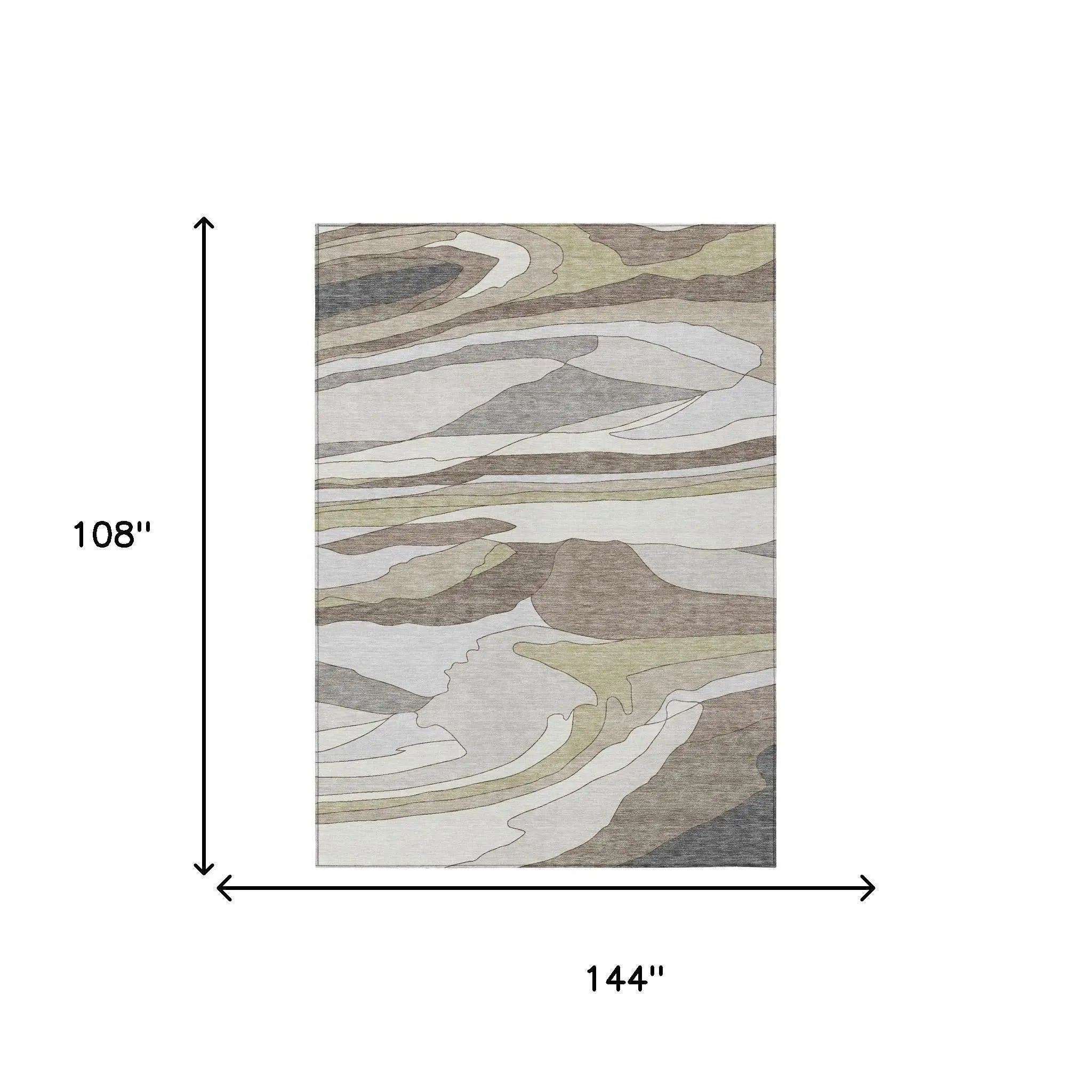 9' X 12' Ivory And Flax Abstract Washable Indoor Outdoor Area Rug Homeroots Outdoor